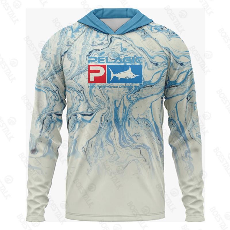Mens Long Sleeve Hooded Fishing Shirt UPF 50 Sun Protection Quick Dry Breathable Outdoor Angling Apparel