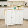 Kitchen island trolley with 2 stools drop-leaf worktop 2 cupboards with 4 doors modern design white