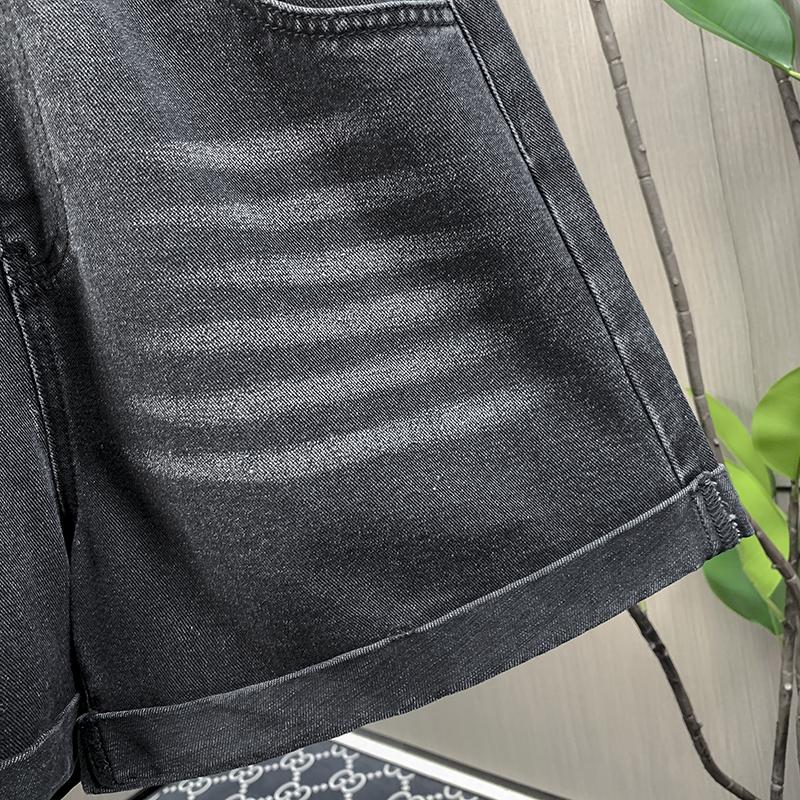 DIMANAF Plus Size 2025 Summer Jeans Women Shorts Pants Elastic Short High Waist Casual Basic Loose Pants Maxi