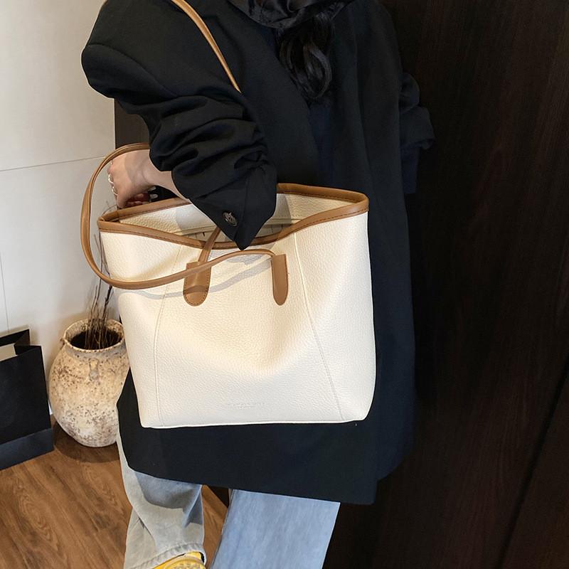Ladies Oversized Tote Bag Pu Material With Double Shoulder Straps For Daily Casual