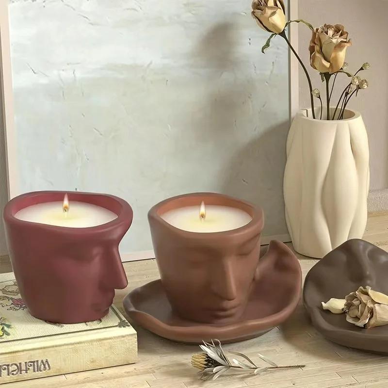 Абстрактная форма для хранения лица, форма для цветочного горшка, форма для человеческого лица, сделай сам, эпоксидная смола, цемент, гипс, контейнер для свечей, чашка, силиконовая форма, садоводство, декоративные поделки