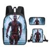 Student Deadpool 3pcs School Bag Backpack Lunch Bags Pencil Case Kids Gifts