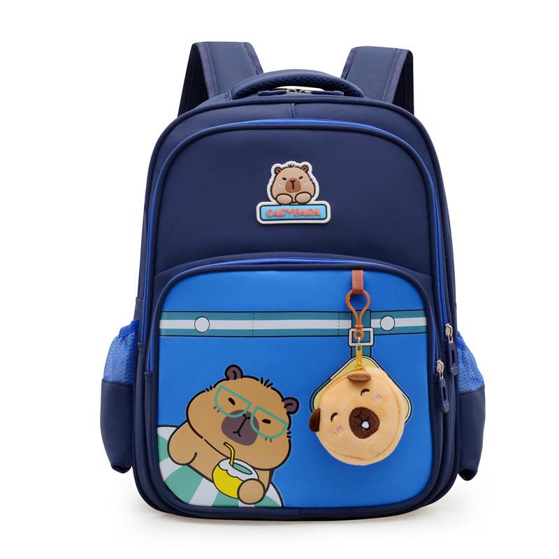Kids Cartoon Capybara Backpack With Large Capacity And Padding For Elementary School Students