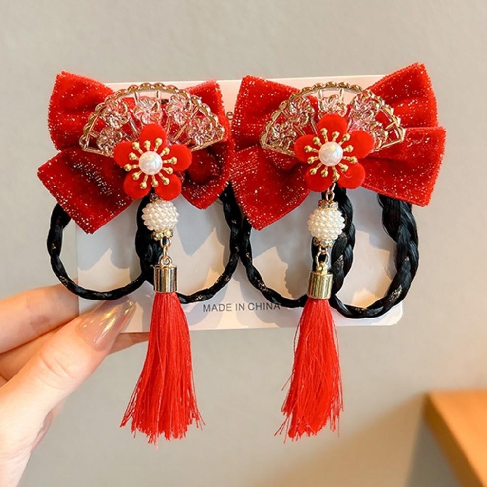 Tassels Japanese Kimono Headwear Bow New Year Bow Hairpin Chinese Tassel Fan Hairpin Decorations