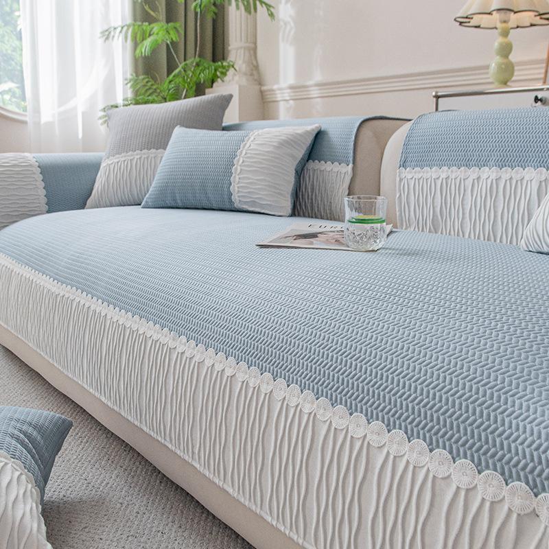Summer French Cold Bean Sofa Cushion New Cool Feeling Ice Silk High Feeling Summer Non-slip Cover Cloth Towel