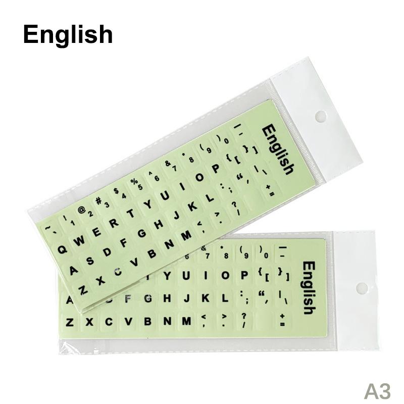 English Arabic Luminous Computer Keyboard Sticker Language Alphabet Black White Label For Computer Pc Dust Protection