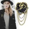Camellia Brooch Oil Drop Badge Mourning Funeral Corsage Pin High-End French Elegant Clothes Scarf Accessory Tassel Chain Brooch