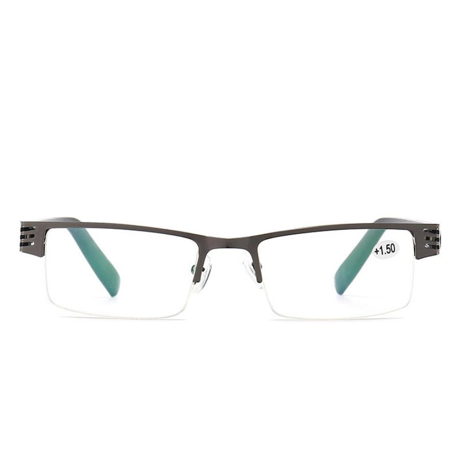 Новые очки для чтения Высококлассные деловые очки с покрытием Полимерные очки для чтения Металлическая полурамка Пресбиопия Гиперметропия Очки +1.0