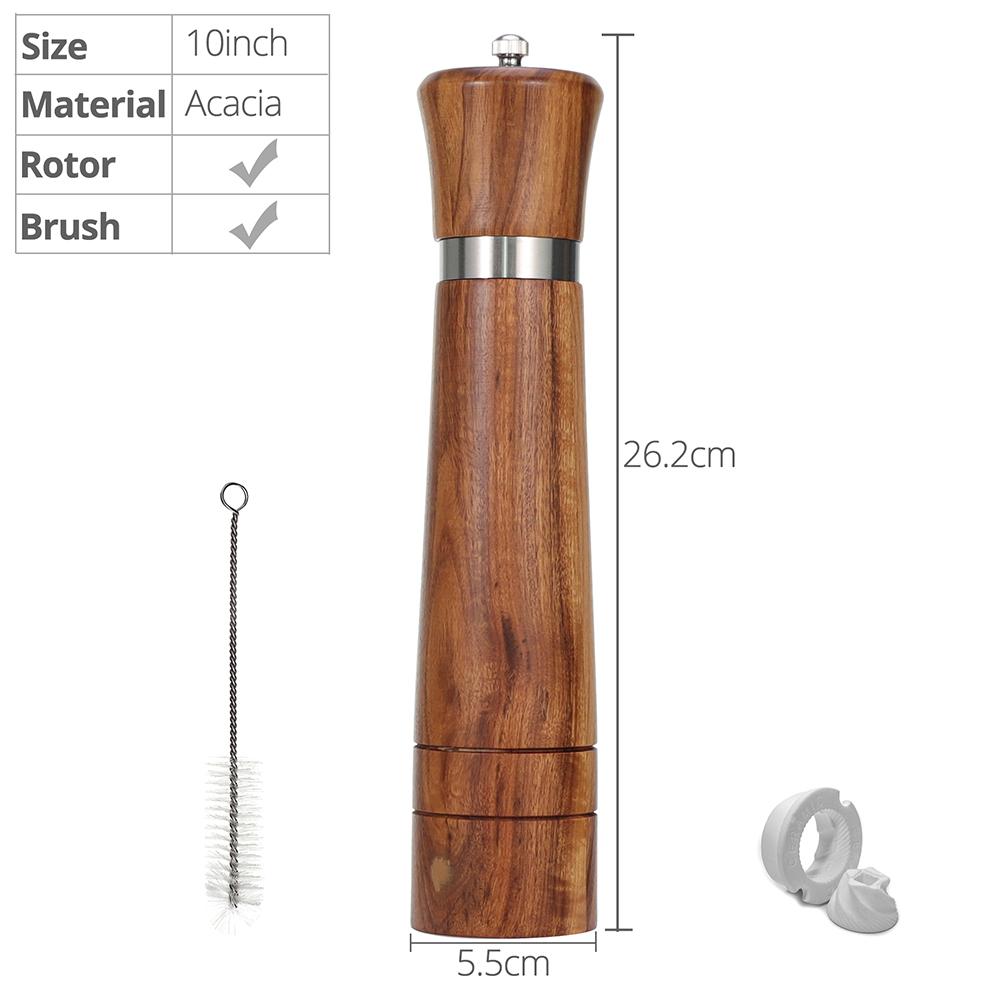 Pepper Grinder, Wood Salt and Pepper Grinder Mills Sets (included a Spare Ceramic and Brush), Salt Shakers for Your Kitchen