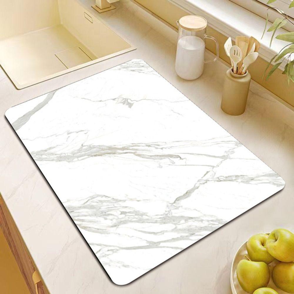 Luxury Drain Pad Marble Grain Countertop Dry Mats Insulation Mat Dish Drying Mat  Table Decor