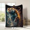 Flame Tiger Pattern Flannel printed blanket suitable for all seasons suitable for living room office sofa and travel 180x250CM