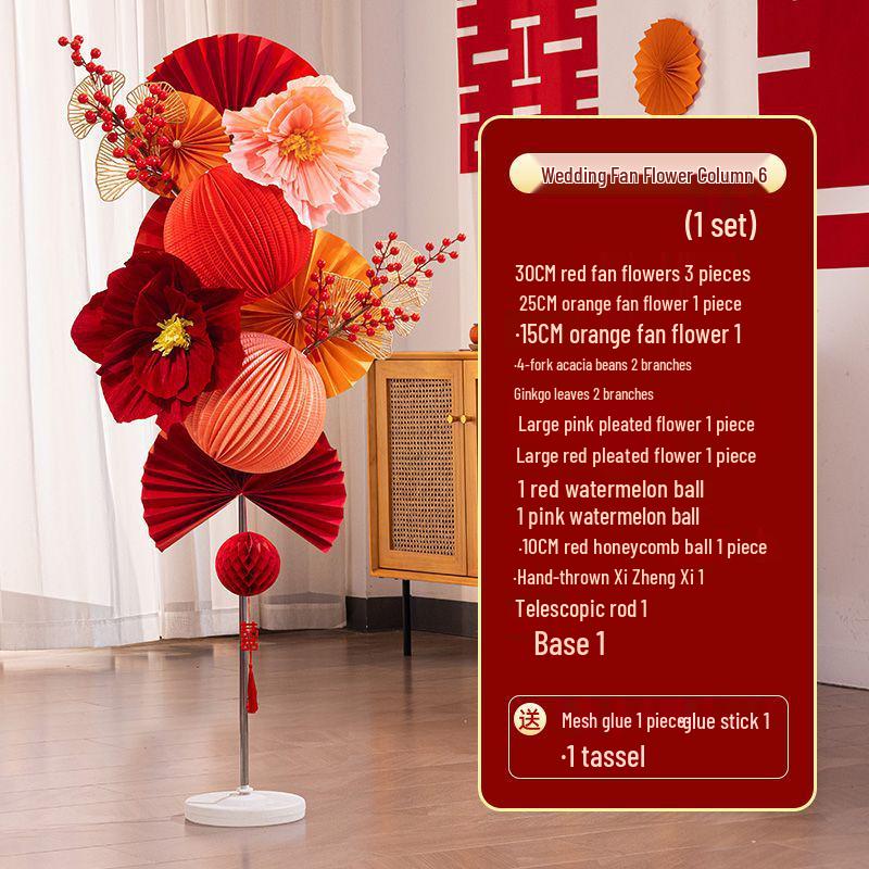 Decorative Wedding Fan Flower Column Set for Wedding and Engagement Room Arrangements