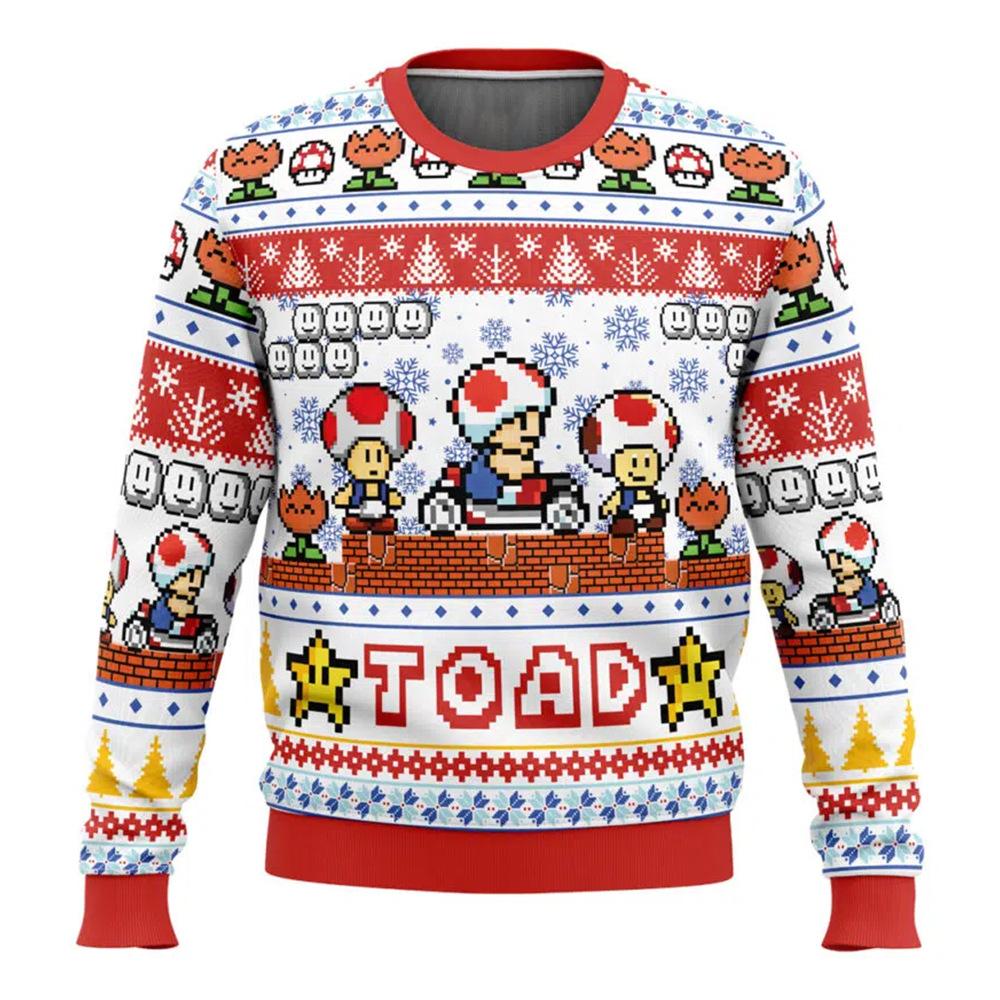 Super Mario Bros. pullover plumber sweatshirt role-playing costume princess peach print flower streetwear unisex Christmas top