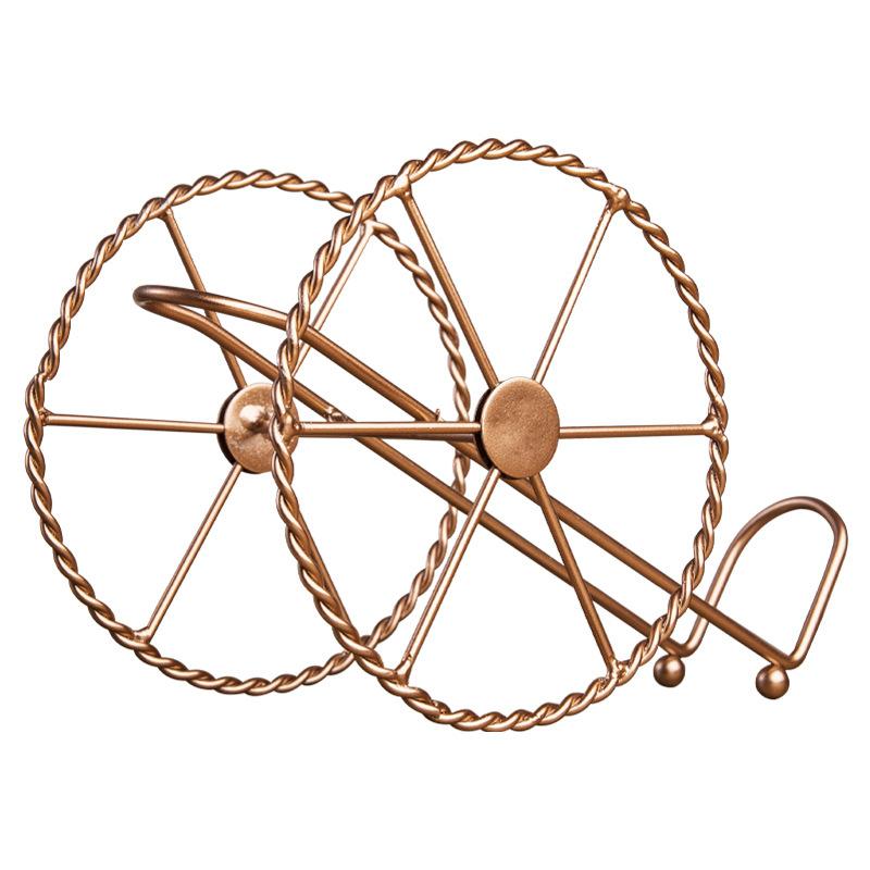 Retro Metal Red Wine Rack Bronze Iron Wheels Design Wine Holder Home Bar Decor Shelf Display Beer Whisky Wine Bottles Holder