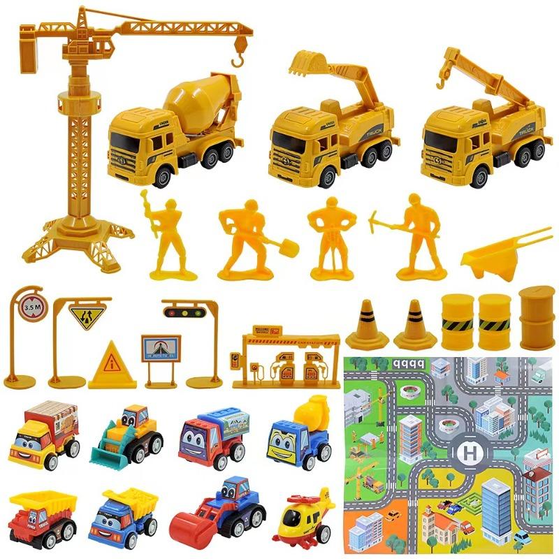 Рождественский адвент-календарь на 24 дня, Игрушки-машинки, Инженерная пожарная машина, Игрушки-машинки, Календарь обратного отсчета 2025, Подарочная коробка для детей