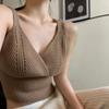 Короткие вязаные майки, женский жилет-слинг, однотонная верхняя одежда, универсальные укороченные топы