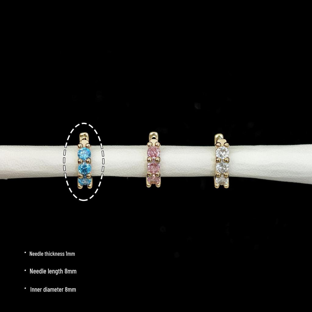 Серьги из титановой стали 316L с радужной цирконией - Цветные D-образные задники для ухода за ушами