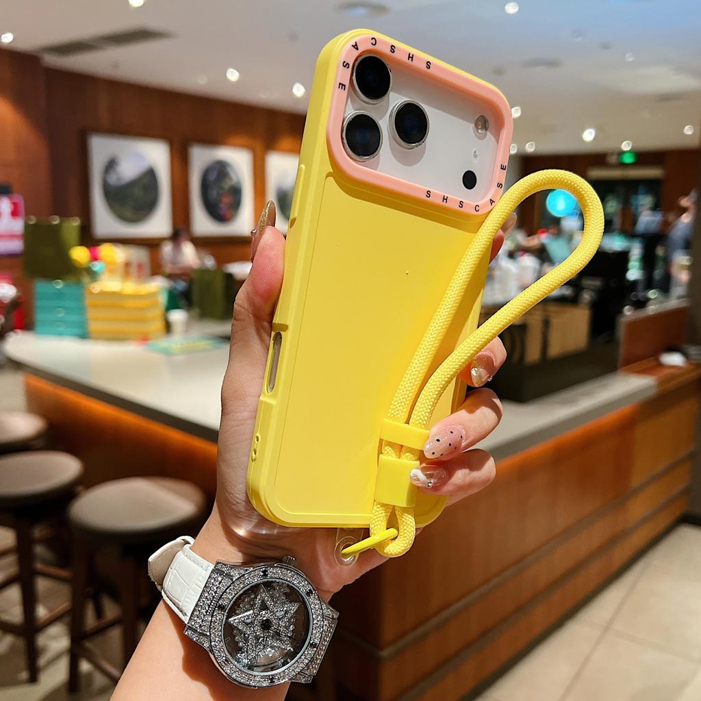 Минималистичный чехол-рамка с ремешком для IPhone 18 17 Pro Max 16 Pro, имитация силикона, противоударный защитный чехол