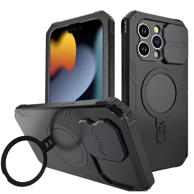 Для iPhone 15 Pro Max 15 Plus чехол для телефона с тремя защитными линзами, магнитным кронштейном, металлическим чехлом для защиты от ударов и износа