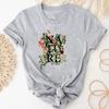(Asian Size)Tee Top Fashion Plant Letter Sweet Lovely T Shirt Clothing Casual Short Sleeve Women Print Lady Female Graphic T-shirt