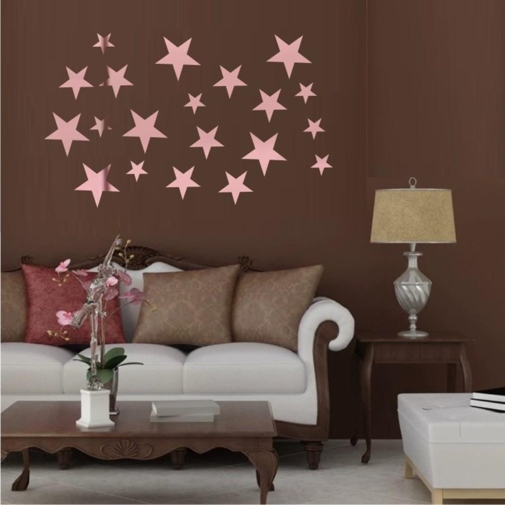 20pcs Mirror Finish Star Wall Stickers Acrylic Acrylic Star Stickers Living Room Decor