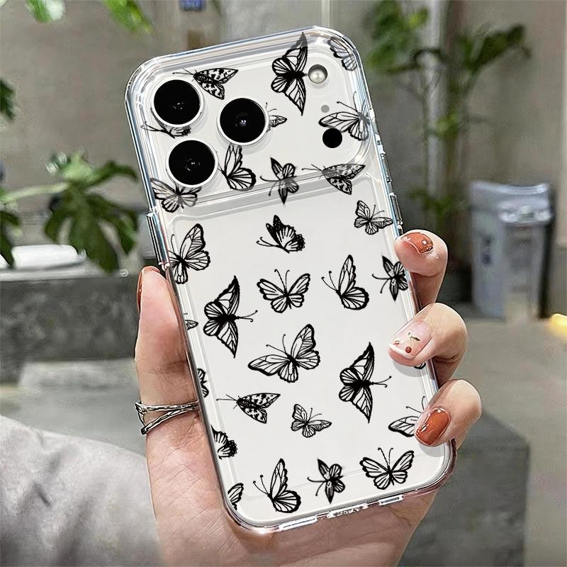 Shockproof Clear TPU Case For iPhone 17 16 Pro 15 14 13 12 Pro Max 11 Transparent Soft Silicone Butterfly Printed Phone Cover