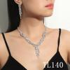 Luxury Diamond Necklace Earrings Set Party Wedding Dress Dinner Accessories Sexy Rhinestone Necklace Earrings Chain for Girls