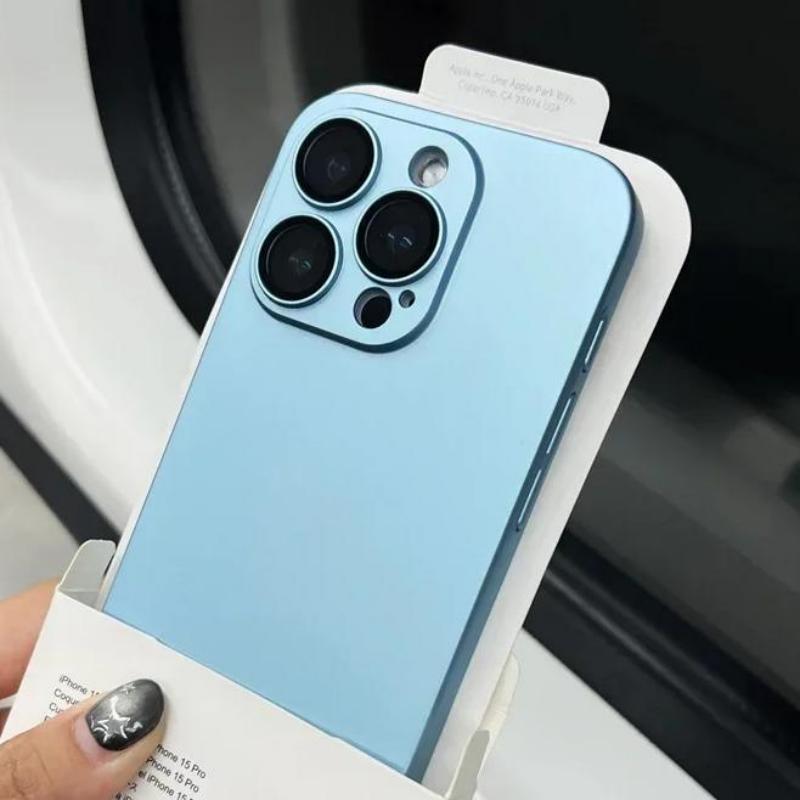 Роскошный цветной Ультратонкий матовый TPU чехол для iPhone 17 Pro Max 16 15 14 Plus 11 Защита камеры из стекла Ударопрочный Тонкий чехол