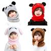 Children Cartoon Cute Bear Rabbit Hat Scarf Girls Boys Winter Soft Thicken Scarves Beanie Double Warm Fleece Kids Hats