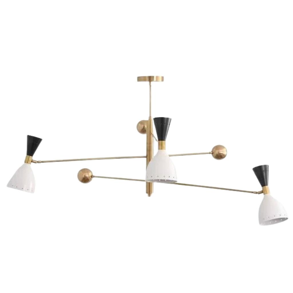 3 Light Counterball Pendant Mid Century Modern Raw Brass Sputnik Light Fixtur