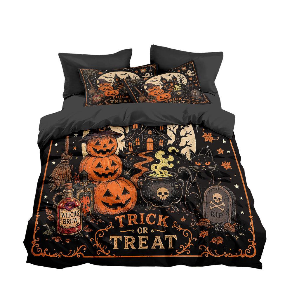 Halloween Ghost Printing Bedding Set jack-o'-lantern Pattern Duvet Cover With pillowcase for Aadult Teens Bedroom Decor