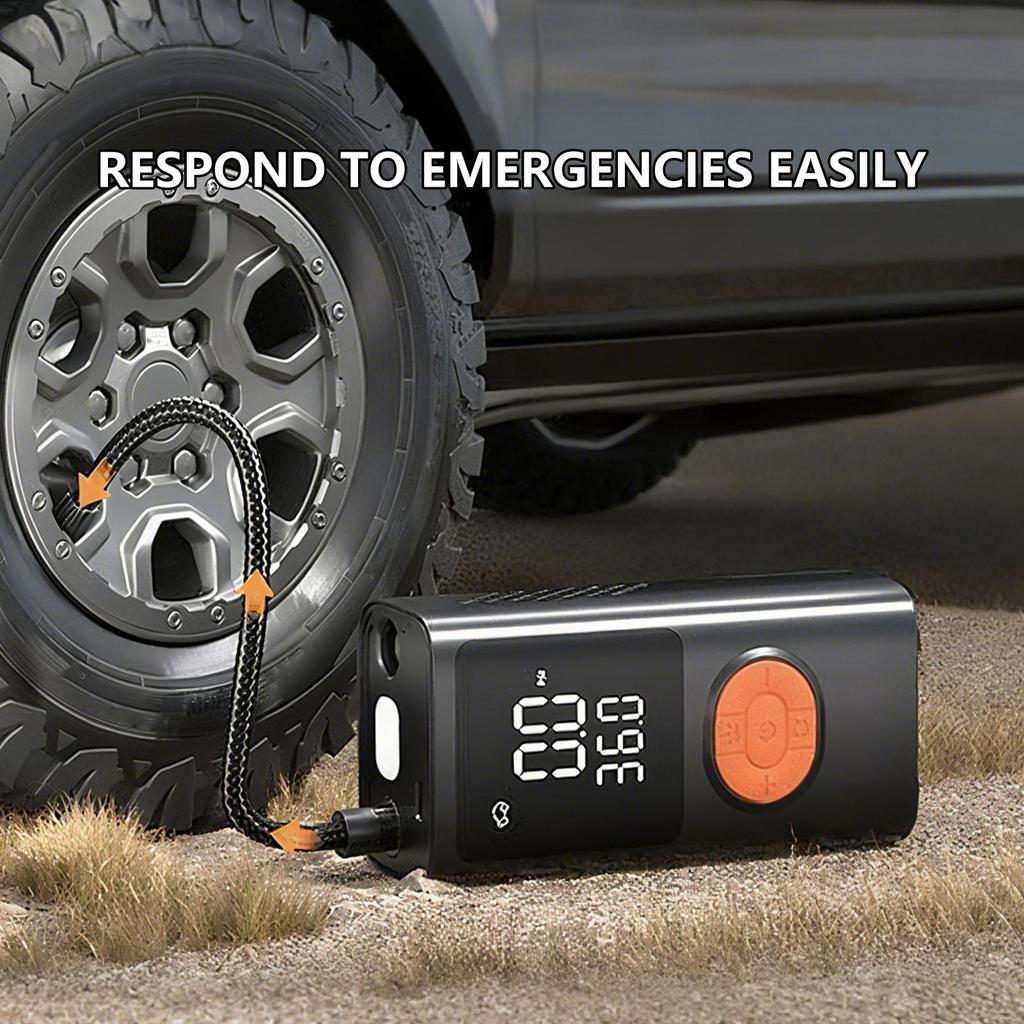 Портативный насос для шин Умный воздушный насос Накачиватель шин с цифровым манометром Перезаряжаемый фонарь Для ремонта грузовиков Мотоцикла