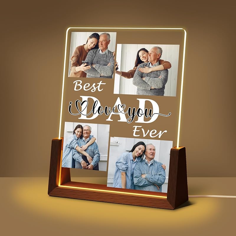 Персонализированные уникальные подарки на День матери для мамы и жены, подарки для мамы от дочери, сына и мужа, фоторамка из акрила с ночником и именем на фото,