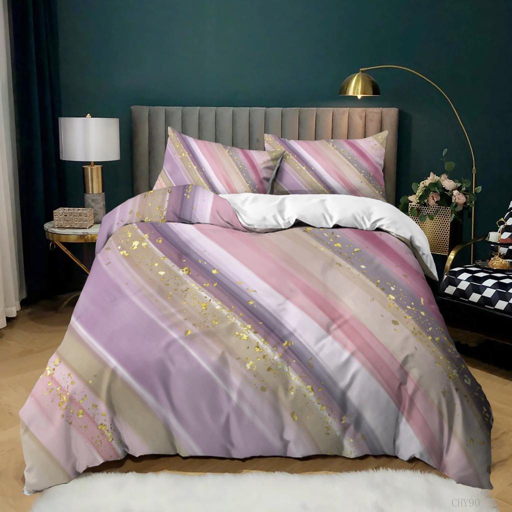 Home Textile Marble Texture Three-Piece Gradual Change Quilt Cover Digital Printing Bedding