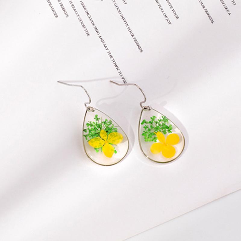 1 пара сережек в форме капли из сухоцвета Вечный цветок Сухоцвет Babysbreath Вербена Василек Уникальный натуральный цветок