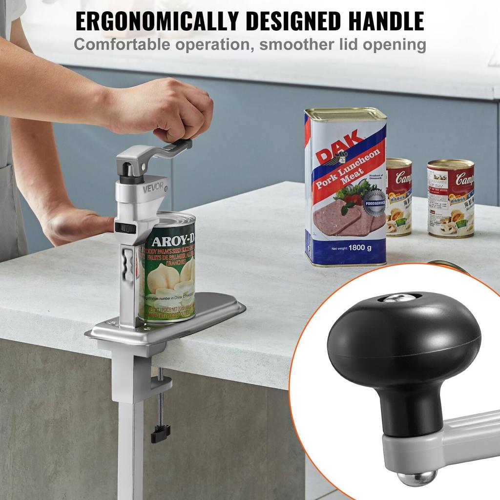 Commercial Can Opener, Heavy-Duty Manual Tabletop Cans Opener for Cans Up to 300 mm Height, Height-Adjustable Can Openers Fixed with Screws & Table