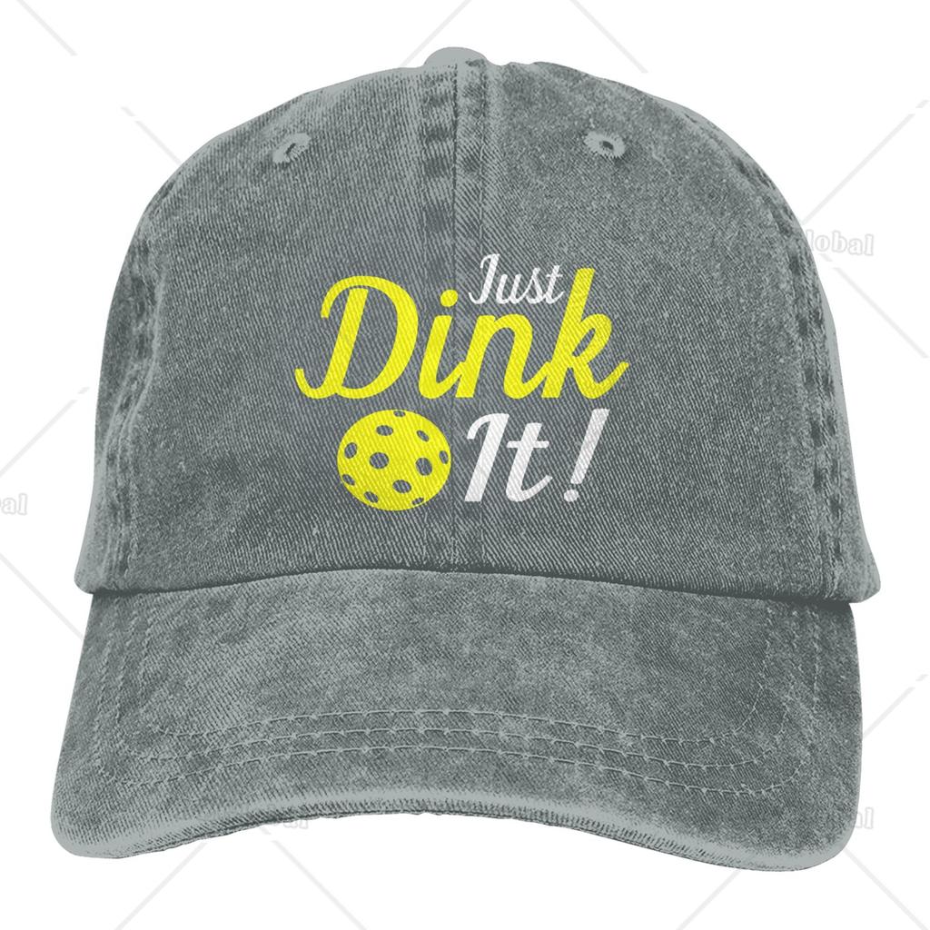 Pickleball Just Dink It Print Baseball Cap for Men Women Adjustable Pickle Ball Hat Unisex Casual Denim Cap