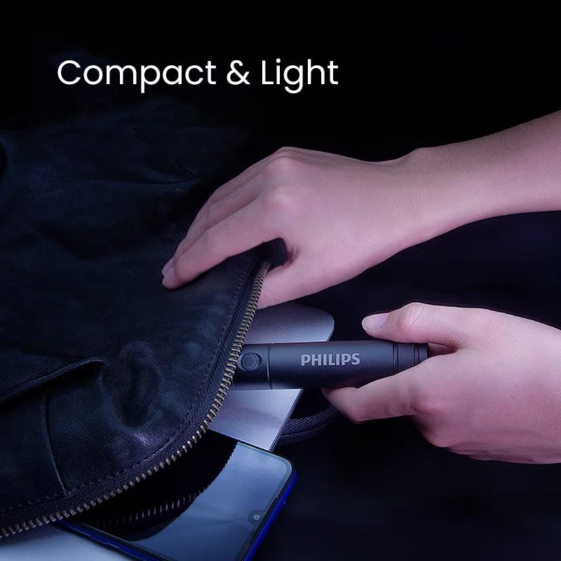 Philips Flashlight SFL6168 High Lumens Type-C Rechargeable Waterproof Zoom Adjustable Focus Portable Handheld Torch for Camping Outdoor Emergency
