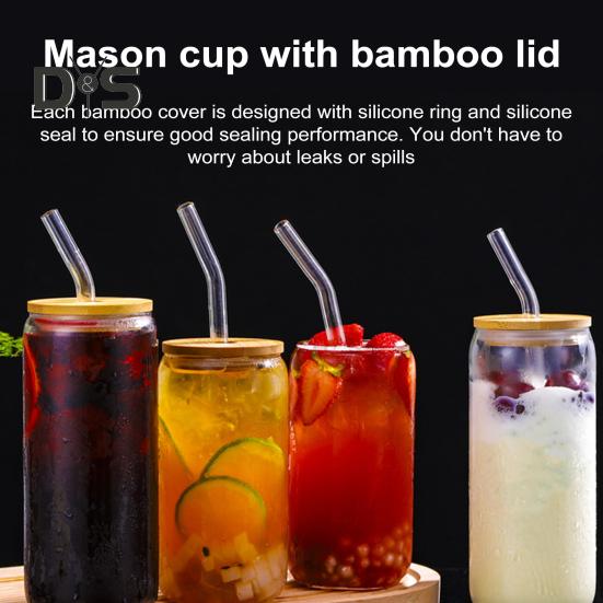 4 шт. бамбуковая крышка с отверстием для соломинки, герметичная силиконовая уплотнительная крышка, 2,76-дюймовая крышка для консервирования, сменная бамбуковая крышка для обычных банок для рта для пивных бокалов