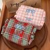Large Capacity Travel Toiletry Bag Ruffle Edge Checkered Coin Purse Portable Women Cosmetic Bag