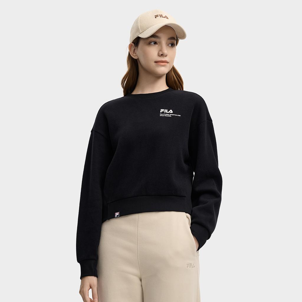 Fila Оригинальная Простая Личность Модный Модный Ретро Спортивный Повседневный Короткий С Круглым Вырезом Пуловер Толстовка Женская толстовка Черный F11W549203FBK
