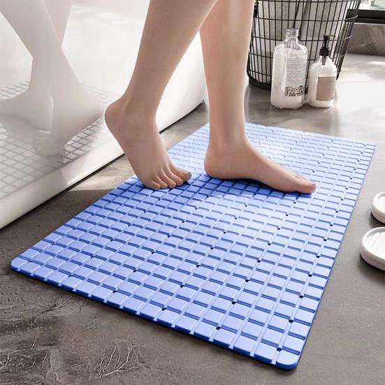 Bathroom Shower Pad with Drain Holes 3D Grid Texture Bathtub Gasket Anti-Slip Protection for Shower Bath Toilet Crack-Resistant Bathtub Mat