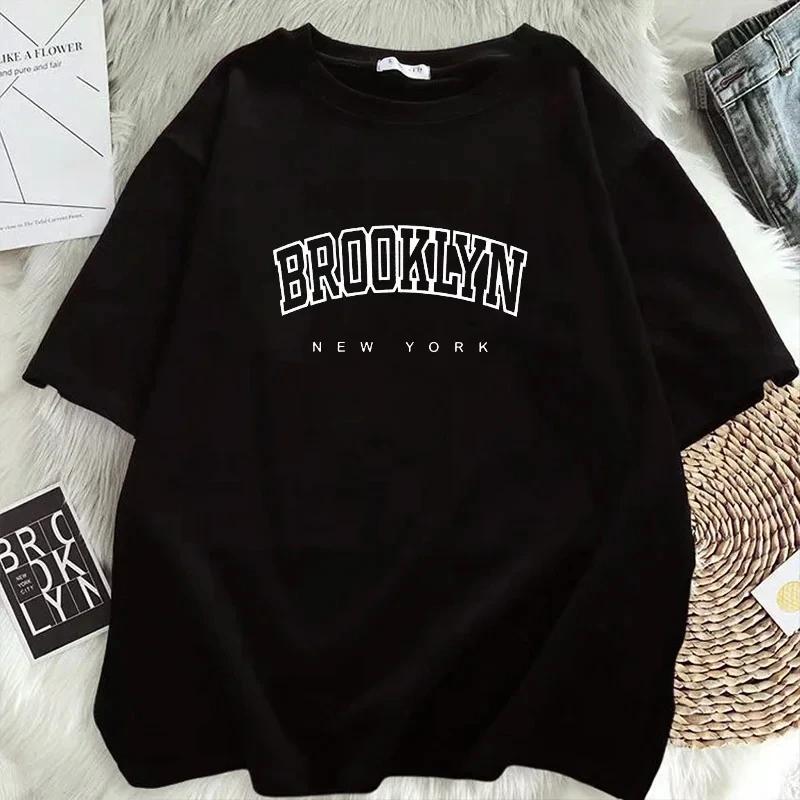Летняя футболка Brooklyn New York для мужчин и женщин с коротким рукавом, хип-хоп-топы, футболки, женские футболки, одежда Y2k, футболки большого размера