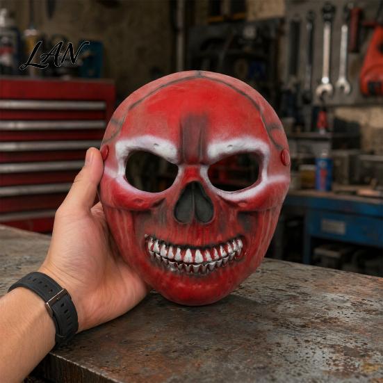 Elastic Halloween Face Mask Blood Skull Mask, Adjustable Strap Party Lightweight Spooky Headgear PU Foam Horror for Cosplay Decoration Full