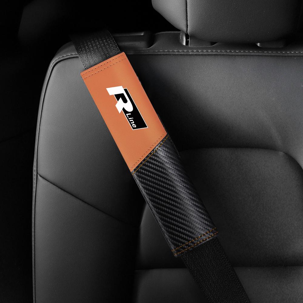 Car Interior Carbon Fiber Seat Belt Shoulders Pads Covers Accessories For Volkswagen VW Golf R GTI Jetta Rline Passat Taigo MK4 zg4