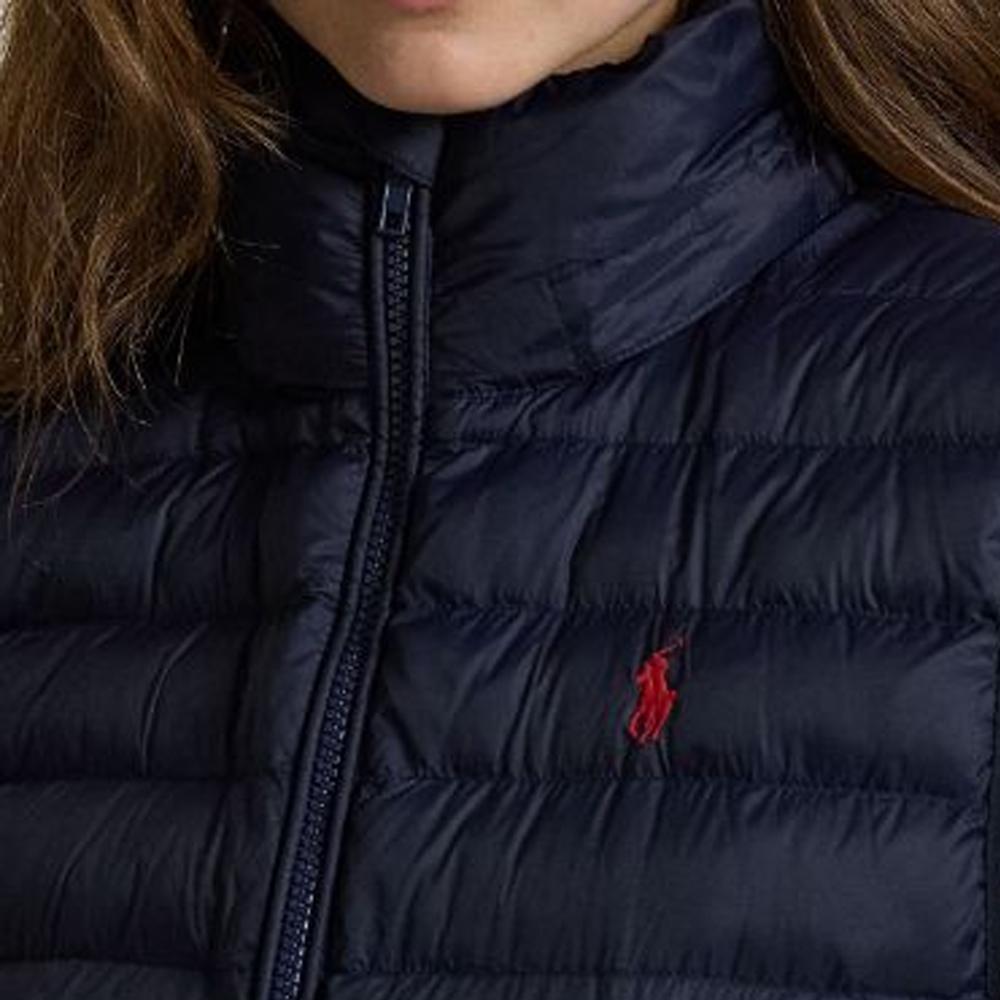 Polo Ralph Lauren Жилет без рукавов с капюшоном и молнией с логотипом Женский жилет Темно-синий 211958935-003