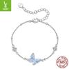 Blue Oil Drop Butterfly Bracelet Women'S Cross-Border Simple Mori S925 Sterling Silver Bracelet Jewelry