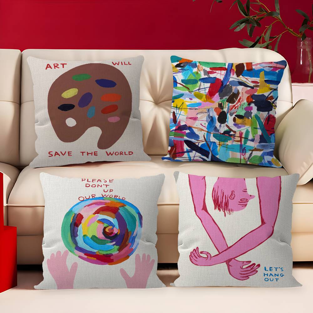 Abstract David Shrigley Dachshund Black Cat Circus Cushion Cover Decorative Pillow Sofa Home Decor Case Pillow Cases