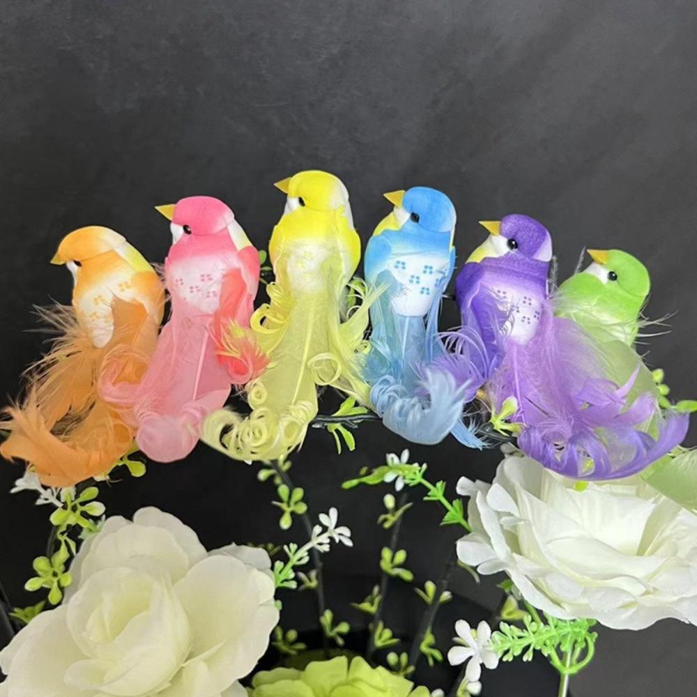 6 ШТ. Красочные статуэтки птиц-симуляторов, искусственные птицы с пенопластовыми перьями для свадьбы, Рождества, дома