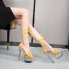 Mclubgirl Sexy Club Dancing Women's Shoes Peep Toe Women's Stiletto Heel Sandals Transparent Women's Lace Up Shoes LFD-190-B1